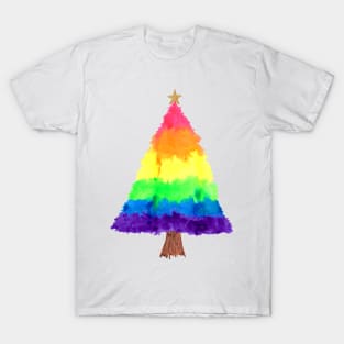 Rainbow Watercolor Christmas Tree T-Shirt